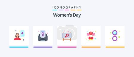 Ilustración de Womens Day Flat 5 Icon Pack Including make. rose. ad. flower. sign. Creative Icons Design - Imagen libre de derechos