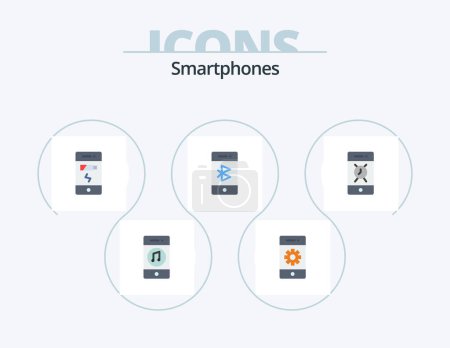 Ilustración de Smartphones Flat Icon Pack 5 Icon Design. mobile. communication. settings. bluetooth. phone - Imagen libre de derechos