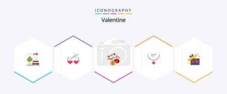 Illustration for Valentine 25 Flat icon pack including decoration. day. love. valentines. wedding - Royalty Free Image