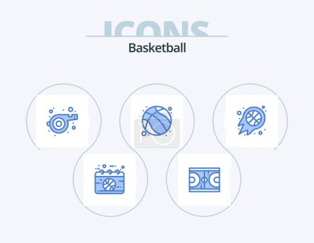 Ilustración de Basketball Blue Icon Pack 5 Icon Design. exercise. game. nba. basketball. whistle - Imagen libre de derechos