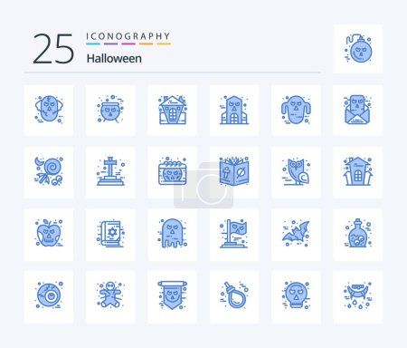 Illustration for Halloween 25 Blue Color icon pack including ghost. haunted. scary. halloween. holiday - Royalty Free Image
