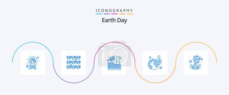 Illustration for Earth Day Blue 5 Icon Pack Including eco. temperature. ecology. warming. ecology - Royalty Free Image