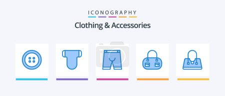Téléchargez les illustrations : Clothing and Accessories Blue 5 Icon Pack Including . purse. clothing. fashion. fashion. Creative Icons Design - en licence libre de droit