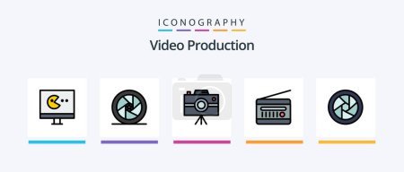 Illustration for Video Production Line Filled 5 Icon Pack Including watch video. touch play. media play.. Creative Icons Design - Royalty Free Image