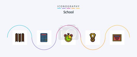 Ilustración de School Line Filled Flat 5 Icon Pack Including . note. education. file. medal - Imagen libre de derechos