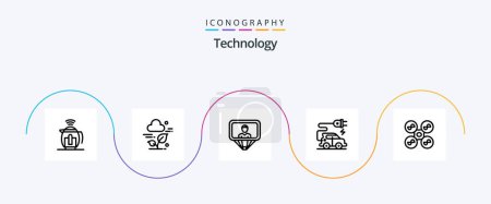 Ilustración de Technology Line 5 Icon Pack Including quad copter. drone. user. electric vehicle. automotive technology - Imagen libre de derechos