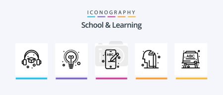 Illustration for School And Learning Line 5 Icon Pack Including . graduation. timer. education. tube. Creative Icons Design - Royalty Free Image