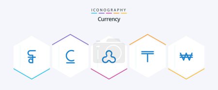 Téléchargez les illustrations : Currency 25 Blue icon pack including money. won. ripple. money. currency - en licence libre de droit