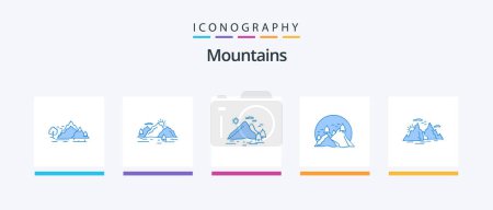 Illustration for Mountains Blue 5 Icon Pack Including nature. hill. nature. sun. landscape. Creative Icons Design - Royalty Free Image