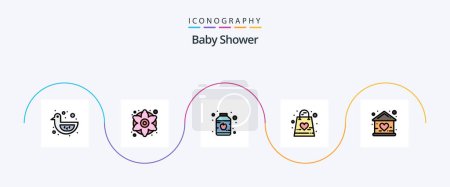 Illustration for Baby Shower Line Filled Flat 5 Icon Pack Including building. bag. baby. kid. family - Royalty Free Image