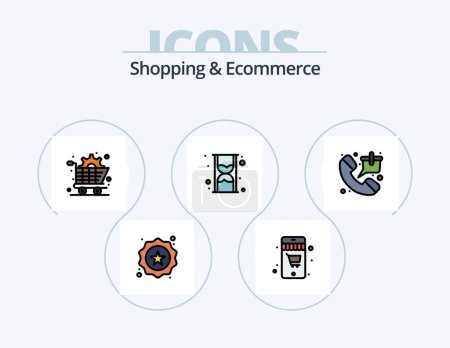 Illustration for Shopping and Ecommerce Line Filled Icon Pack 5 Icon Design. hour. phone ringing. arrival. phone call. contact us - Royalty Free Image