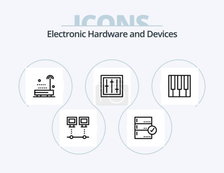 Illustration for Devices Line Icon Pack 5 Icon Design. electronic. devices. check. technology. minidisc - Royalty Free Image