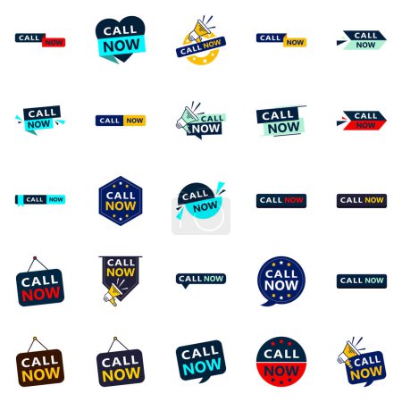 Téléchargez les illustrations : 25 Professional Typographic Designs for a refined calling message Call Now - en licence libre de droit