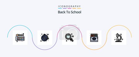 Illustration for Back To School Line Filled Flat 5 Icon Pack Including biology. drawing. back. crayon. back to school - Royalty Free Image