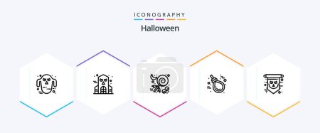 Téléchargez les illustrations : Halloween 25 Line icon pack including halloween. rope. celebration. knot. gallows - en licence libre de droit