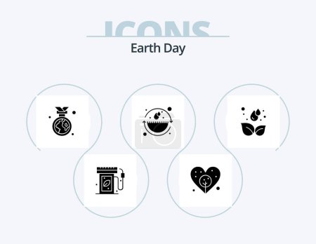 Illustration for Earth Day Glyph Icon Pack 5 Icon Design. droop. earth. earth day. environmental protection. ecology - Royalty Free Image
