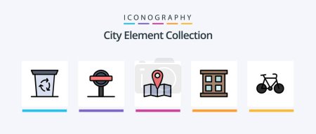 Illustration for City Element Collection Line Filled 5 Icon Pack Including hotel . garden . journey. bag. Creative Icons Design - Royalty Free Image