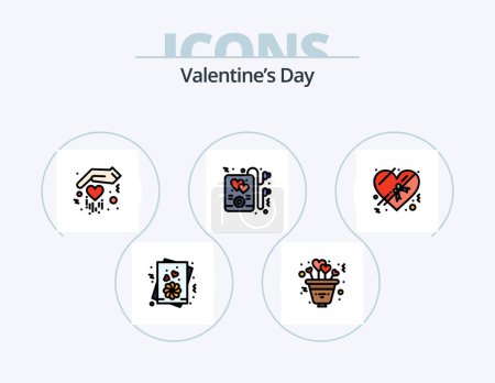 Téléchargez les illustrations : Valentines Day Line Filled Icon Pack 5 Icon Design. love. medicine. lifestyle. love. dose - en licence libre de droit