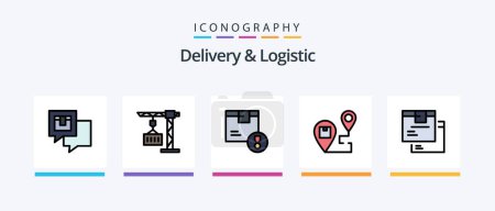 Téléchargez les illustrations : Delivery And Logistic Line Filled 5 Icon Pack Including management. calendar. service. search. find. Creative Icons Design - en licence libre de droit
