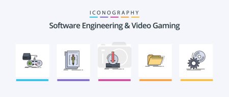 Ilustración de Software Engineering And Video Gaming Line Filled 5 Icon Pack Including install. cd. games. personal. gaming. Creative Icons Design - Imagen libre de derechos