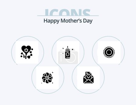 Illustration for Happy Mothers Day Glyph Icon Pack 5 Icon Design. bracelet . child. baby . - Royalty Free Image