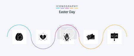 Illustration for Easter Glyph 5 Icon Pack Including egg. easter. easter. egg. easter - Royalty Free Image