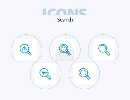 Téléchargez les illustrations : Search Blue Icon Pack 5 Icon Design. view. find. search. glass. search - en licence libre de droit