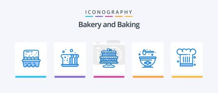 Téléchargez les illustrations : Baking Blue 5 Icon Pack Including cafe. bowl. meal. bowl. cakes. Creative Icons Design - en licence libre de droit