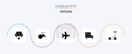 Illustration for Vehicles Glyph 5 Icon Pack Including sport. van. vehicles. truck. vehicle - Royalty Free Image