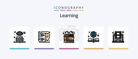 Illustration for Learning Line Filled 5 Icon Pack Including video. learning. online book. education. revision. Creative Icons Design - Royalty Free Image