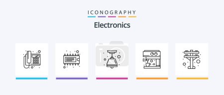 Illustration for Electronics Line 5 Icon Pack Including . system. phone. home. synthesizer. Creative Icons Design - Royalty Free Image