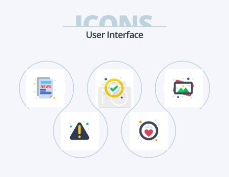Illustration for User Interface Flat Icon Pack 5 Icon Design. . photo. news. painting. art - Royalty Free Image
