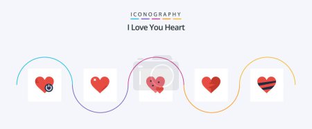 Téléchargez les illustrations : Heart Flat 5 Icon Pack Including like. heart. favorite. small. like - en licence libre de droit