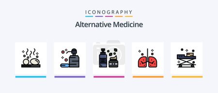 Téléchargez les illustrations : Alternative Medicine Line Filled 5 Icon Pack Including drug. medical. beauty. hospital. wellness. Creative Icons Design - en licence libre de droit