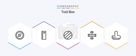 Illustration for Tools 25 Line icon pack including . wrench. - Royalty Free Image