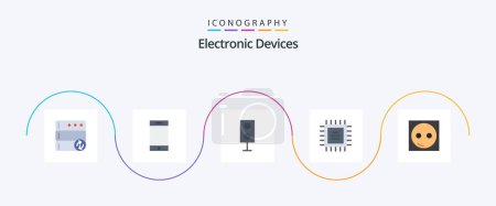 Illustration for Devices Flat 5 Icon Pack Including equipment. electric. products. devices. chipset - Royalty Free Image
