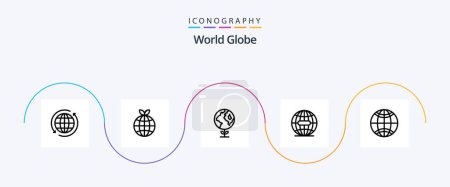 Ilustración de Globe Line 5 Icon Pack Including world. global. eco. internet. global - Imagen libre de derechos