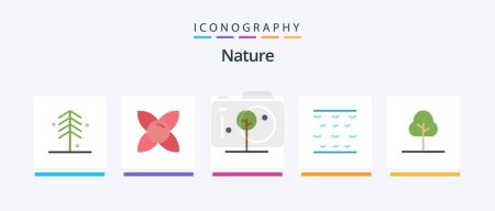 Illustration for Nature Flat 5 Icon Pack Including nature. tree. forest. waves. sea. Creative Icons Design - Royalty Free Image