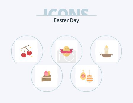Ilustración de Easter Flat Icon Pack 5 Icon Design. fire. holidays. cherry. holiday. easter egg - Imagen libre de derechos