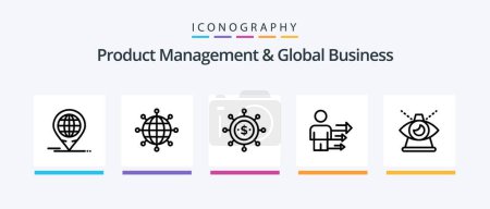 Ilustración de Product Managment And Global Business Line 5 Icon Pack Including business. modern. business. investment. vision. Creative Icons Design - Imagen libre de derechos