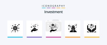 Téléchargez les illustrations : Investment Glyph 5 Icon Pack Including money. dollar. investment. teacher. investment. Creative Icons Design - en licence libre de droit