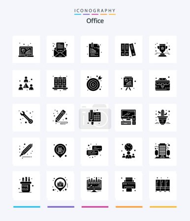 Illustration for Creative Office 25 Glyph Solid Black icon pack  Such As achievement. files. mail. archive. office - Royalty Free Image
