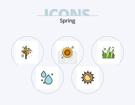 Illustration for Spring Line Filled Icon Pack 5 Icon Design. summer. flower. basket. weather. rain - Royalty Free Image