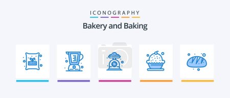 Illustration pour Baking Blue 5 Icon Pack Including creamy. baking. measuring. kitchen scale. Creative Icons Design - image libre de droit