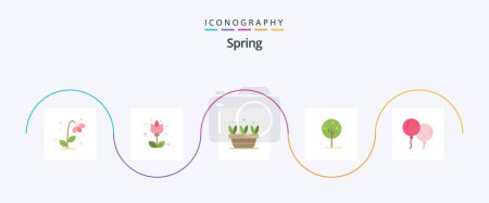 Illustration for Spring Flat 5 Icon Pack Including nature. lotus. flower. flower. spring - Royalty Free Image