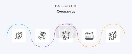 Illustration for Coronavirus Line 5 Icon Pack Including travel. tubes. virus. test. corona virus - Royalty Free Image