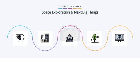 Illustration for Space Exploration And Next Big Things Line Filled Flat 5 Icon Pack Including digital. artificial. fabrication. feeling. emotion - Royalty Free Image