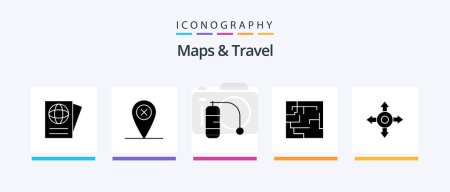Illustration for Maps and Travel Glyph 5 Icon Pack Including . vacation. directions. Creative Icons Design - Royalty Free Image