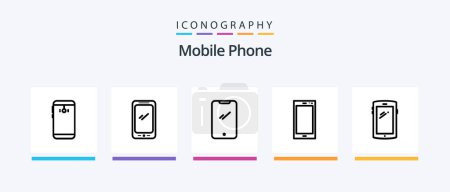 Illustration for Mobile Phone Line 5 Icon Pack Including . android.. Creative Icons Design - Royalty Free Image