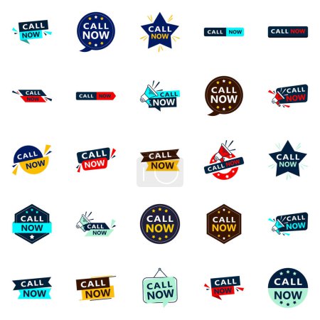 Ilustración de 25 High quality Typographic Designs for a professional calling promotion Call Now - Imagen libre de derechos